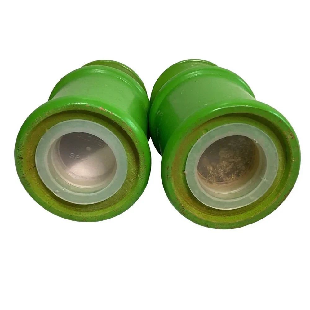 Vtg MCM Wood Milk Can Salt & Pepper Shakers Lime Green by Clover 3.5